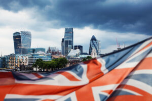 union jack london skyline stock image