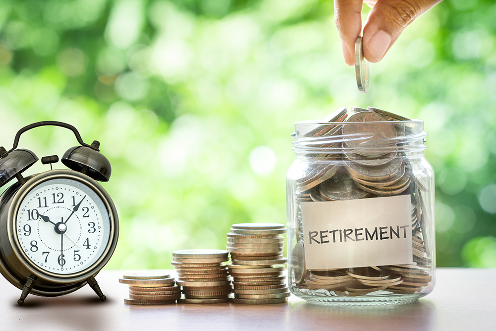 retirement savings over time stock image