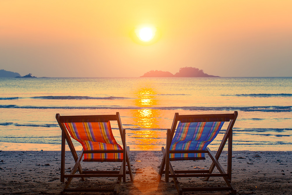 deckchairs retirement stock image