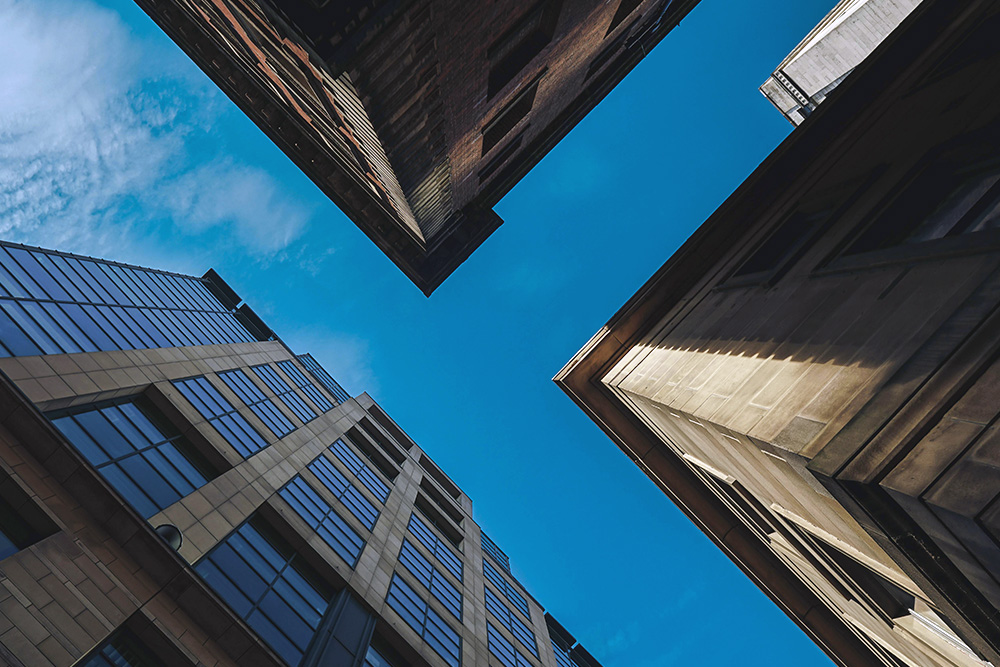 manchester apartment buildings against sky